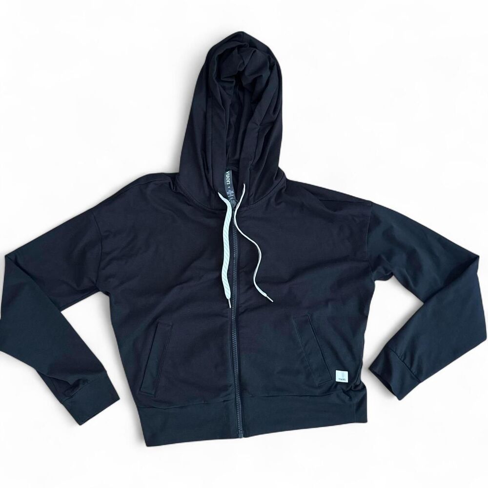 Vuori Women's Granite Cropped Black Full Zip Hoodie Size XS Style VW295